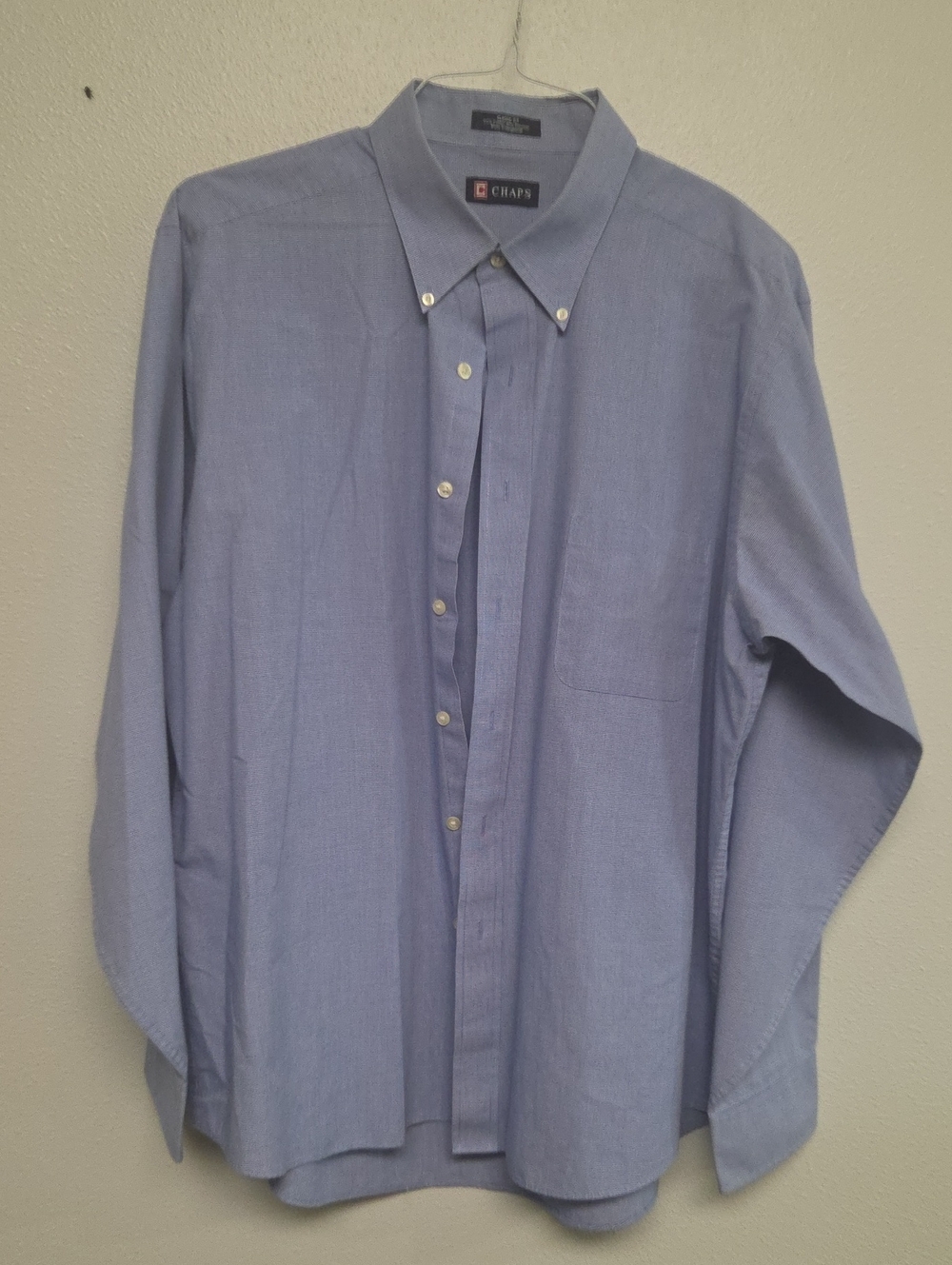 Chaps Men's Light Blue Button-Down Dress Shirt with Chest Pocket